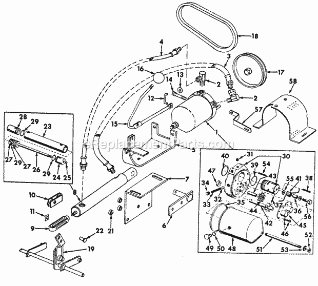 Hydraulic Unit & Related Parts Diagram and Parts List for 104  Cub Cadet Lawn Tractor